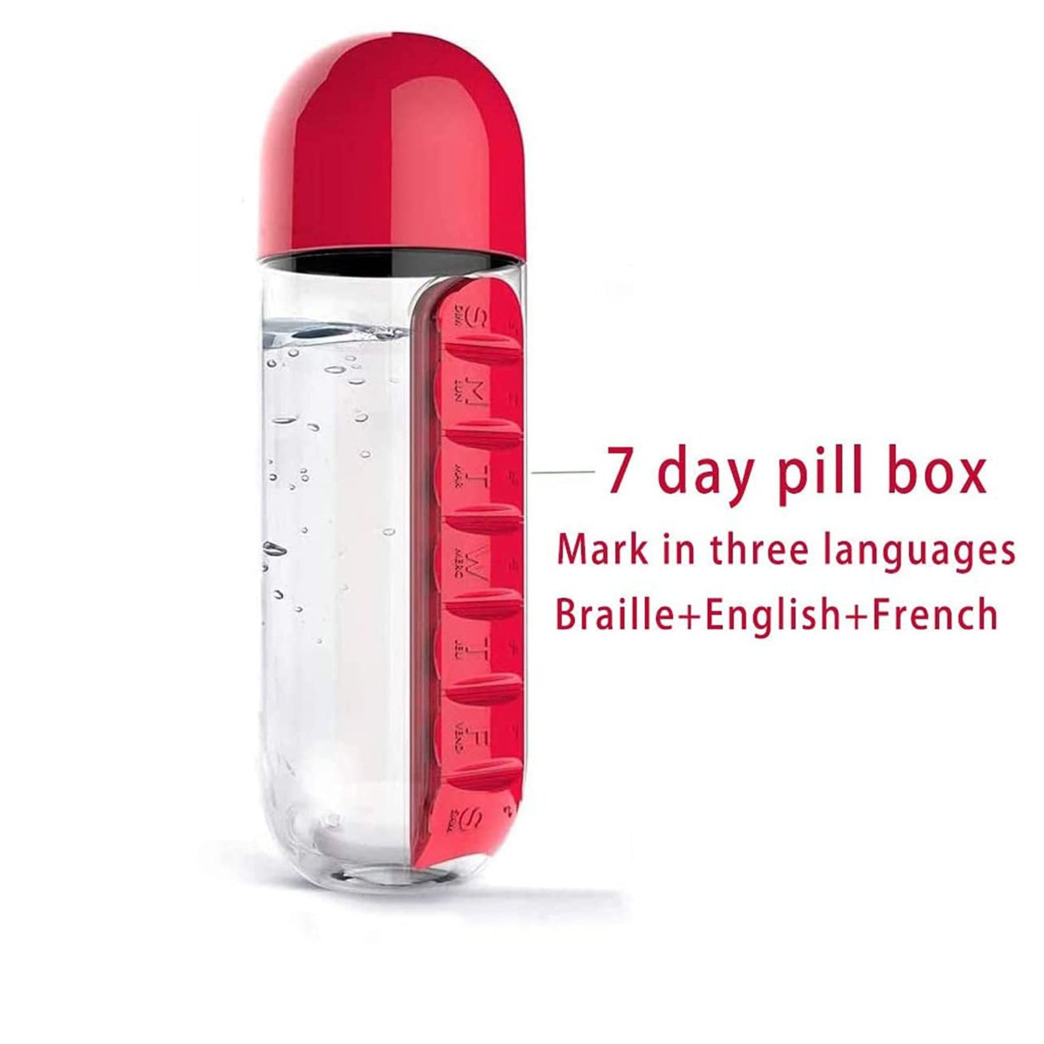 Water Bottle with Built-in 7-Day Pill Organizer Approx 900ml (1 Pc) Water Bottle with Built-in 7-Day Pill Organizer Approx 900ml (1 Pc)